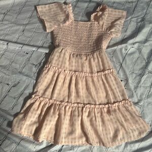 Love Squared Peach Gingham Kids Dress